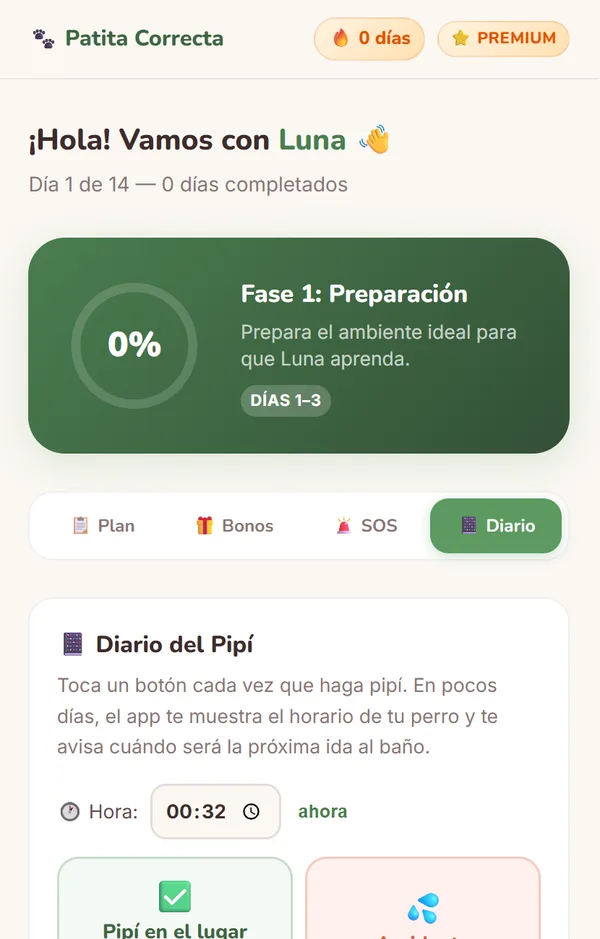 Diario del Pipí en la app